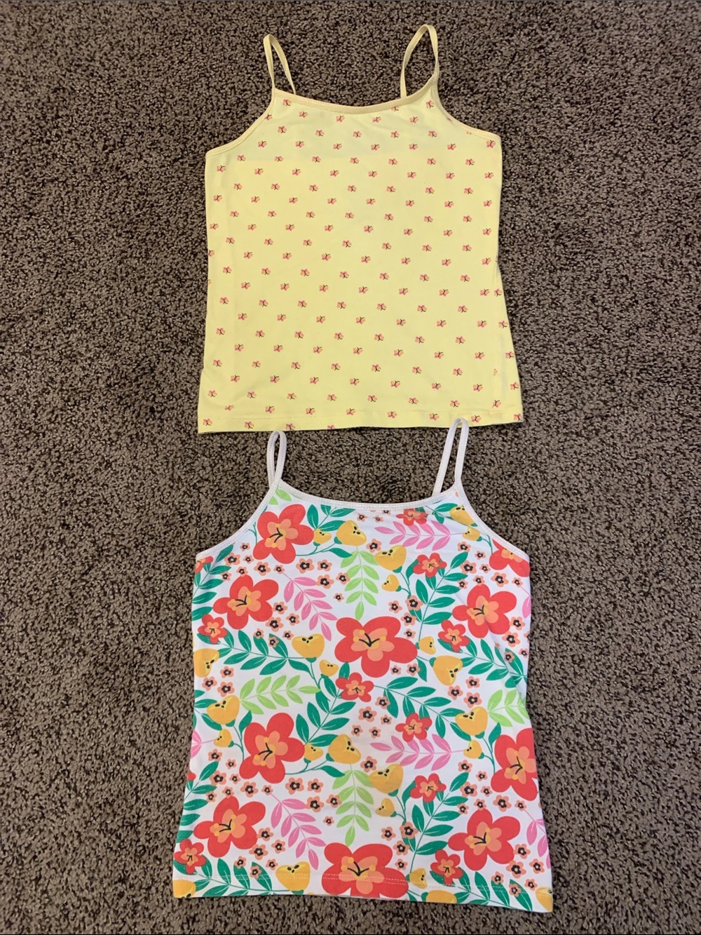 Girls Yellow & Floral Tank Top/Camisole 2-Pack